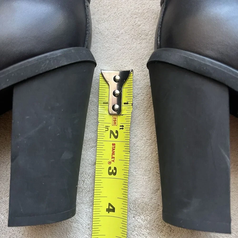 Maison Martin Margiela MM6 Black Leather w/ Cream Strap Ankle Booties EU 38 US 7